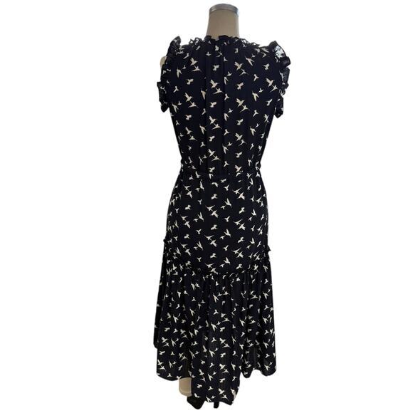 Misa Dress Size XS Navy Blue Hummingbird Novelty Print Martina - Picture 3 of 8